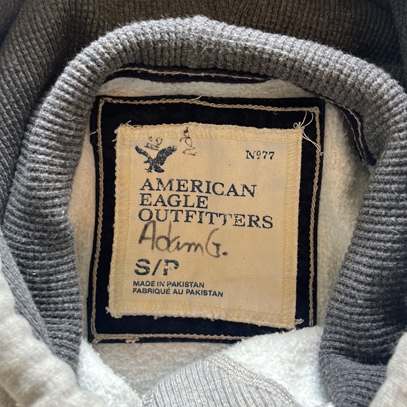 Heathered Gray Sm American Eagle Hooded Sweatshirt - Picture 5 of 5